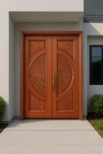 ITM প্রিমিয়াম কার্ভড উডেন ডোর 3D Two-Part Wooden Main Door - (ITM-WS-01) - Image 5