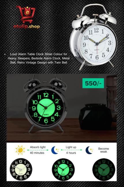 Best Quality Metal Alarm Clock With Light and Bell Best Quality Metal Alarm Clock With Light and Bell